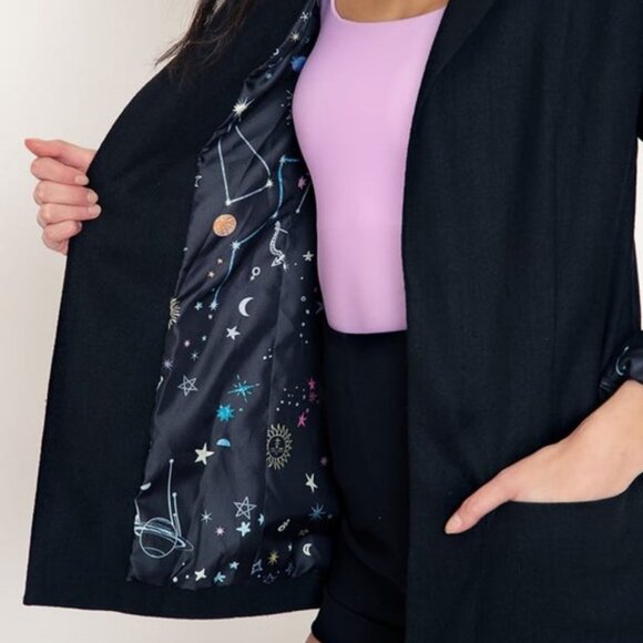 Blackmilk Black Blazer Size 14 Constellation Galaxy print lining - Picture 1 of 13